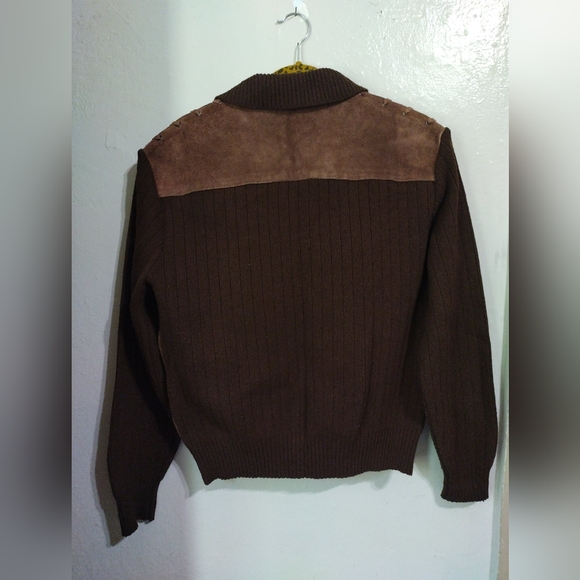 Vntg 60s 70s Mens Sueden Leather Sweater Jacket Caribou Bay Trading Co. - Picture 2 of 8